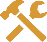 Icon of a hammer and wrench crossed, representing tools.