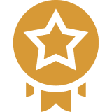 Golden emblem with a star and circular design.